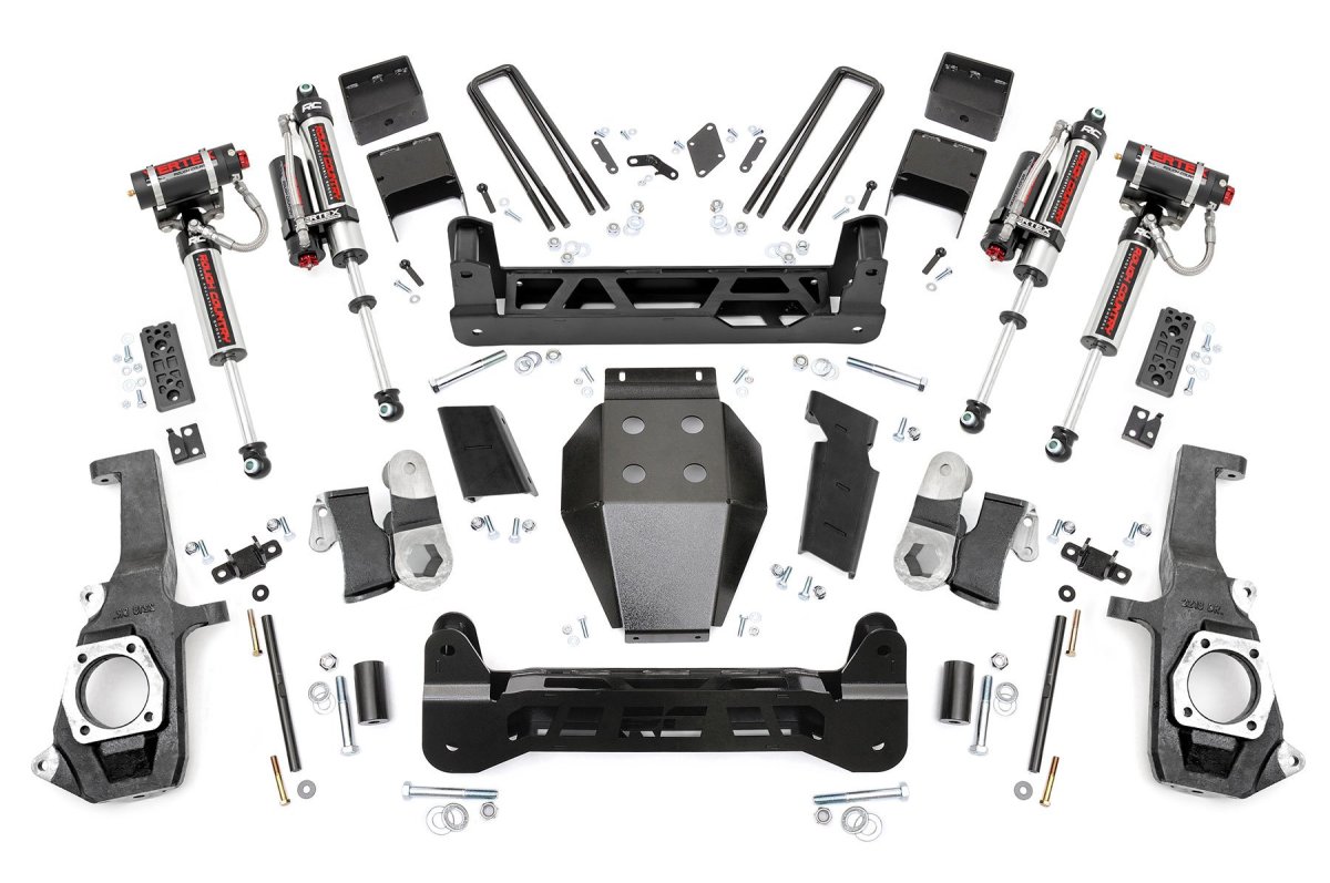 GMC Sierra 3500 HD Suspension Lift Kit - Rough Country - NTD | Vertex | 5 Inch Lift - Hammer Black - '11-'19